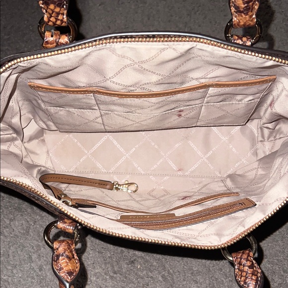 MICHAEL KORS Brown Snake Python Embossed Satchel - Picture 3 of 8